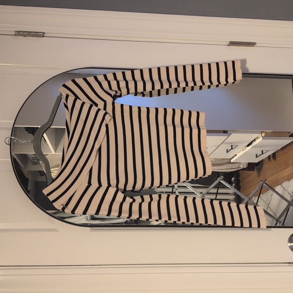 Striped Off-Shoulder Long Sleeve Top